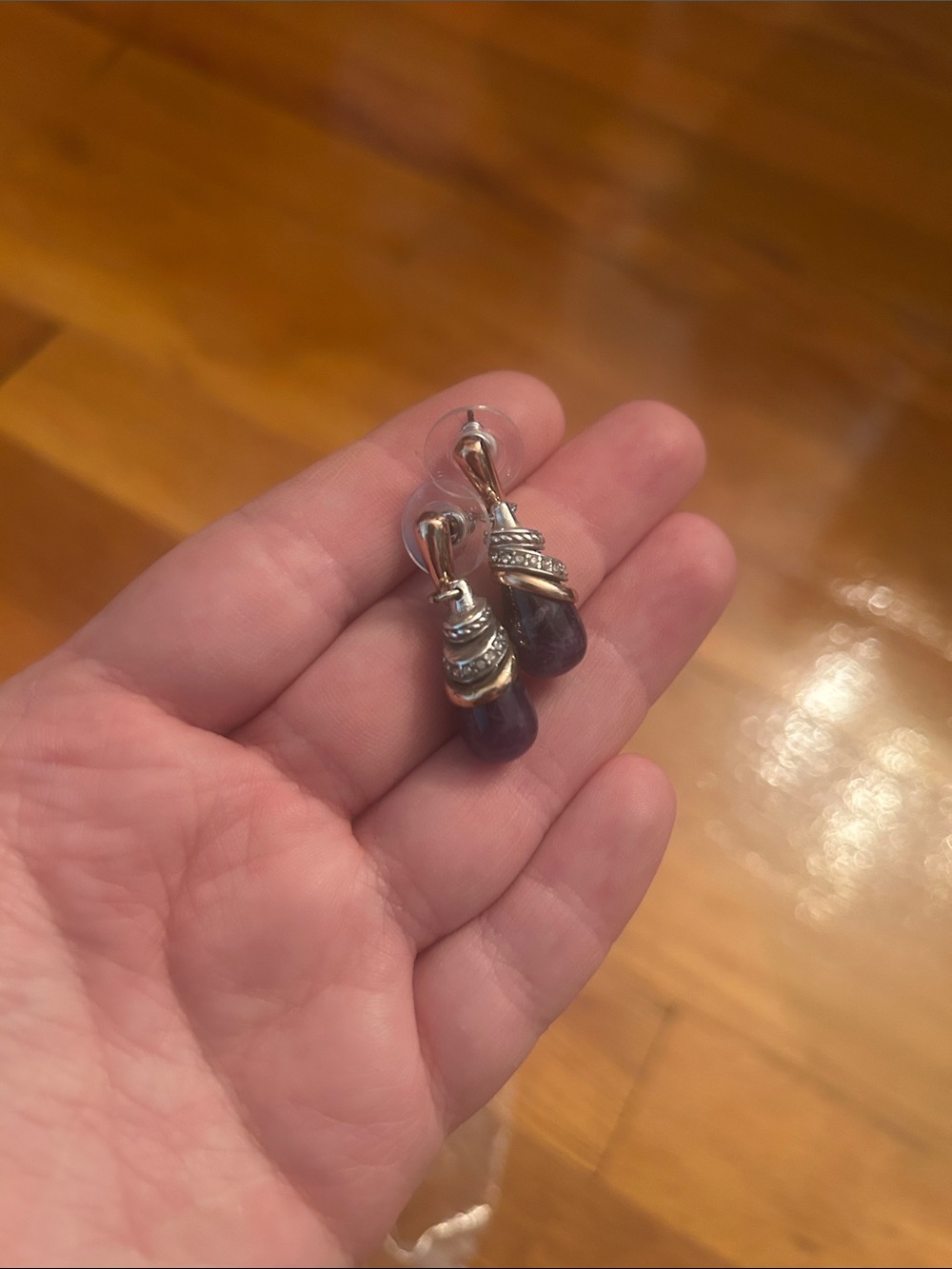 Brighton Silver Earrings with Amethyst-Toned Drops